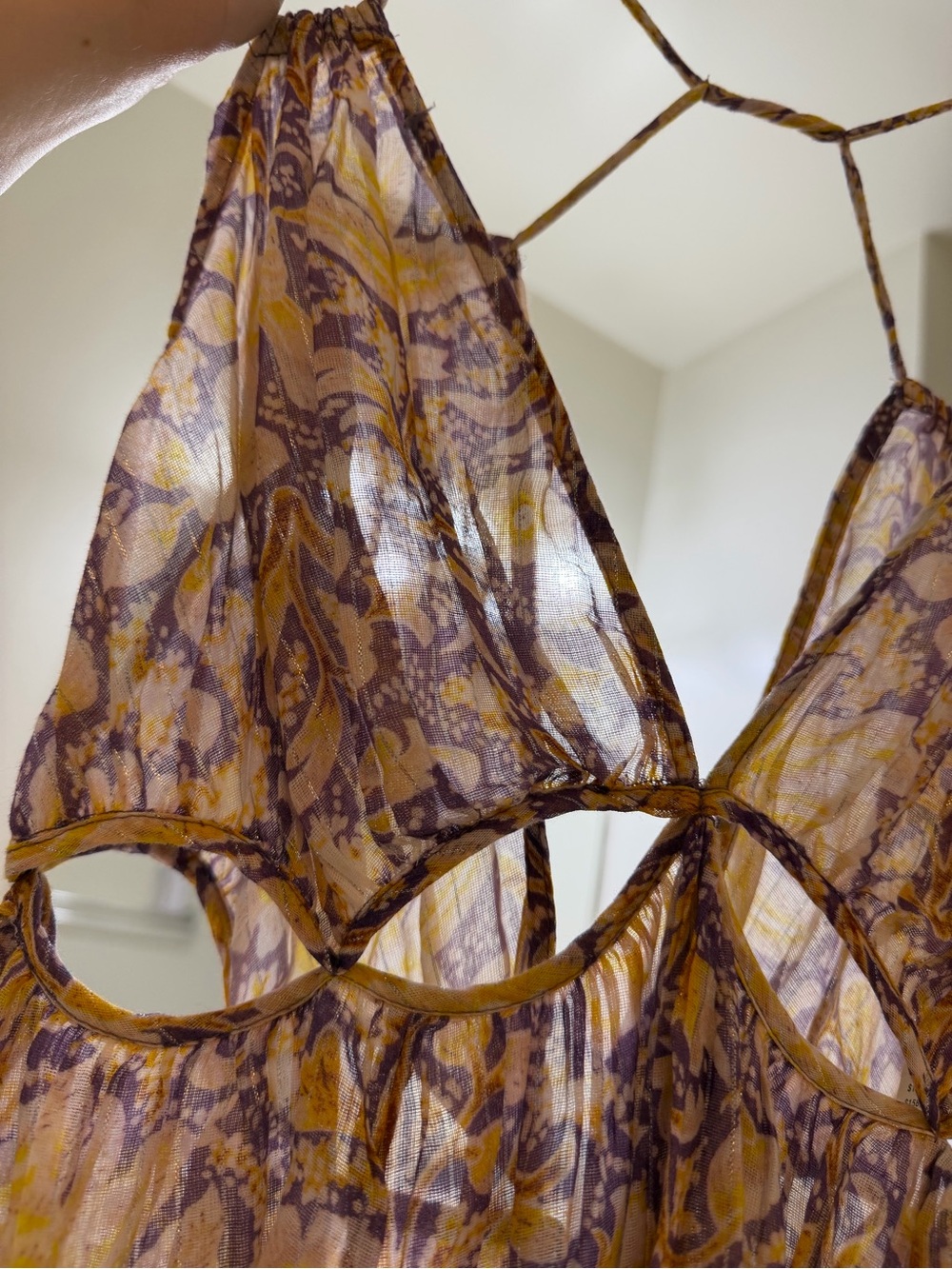 Anthropologie Strappy Yellow and Purple Floral Maxi Dress - Picture 6 of 8
